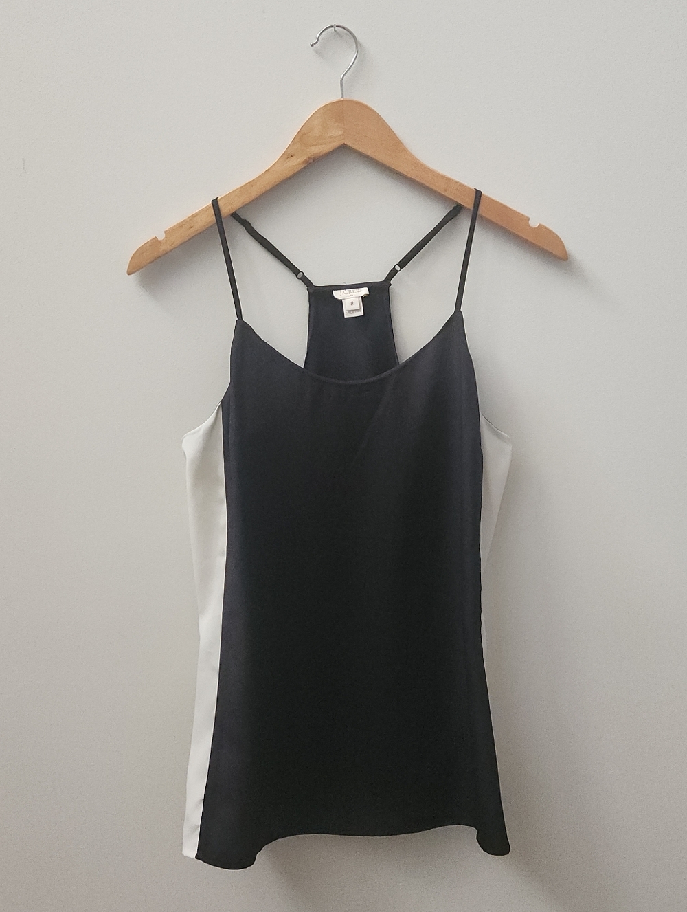J.Crew Black White Colorblock Tank Top Size 8 Adjustable Strap Cami